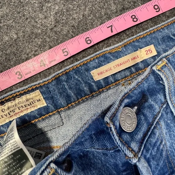 LEVI'S ribcage straight ankle jeans in jazz pop (sz25) - Picture 4 of 8